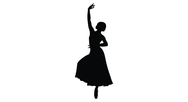 Ballerina in graceful pose black silhouette high quality