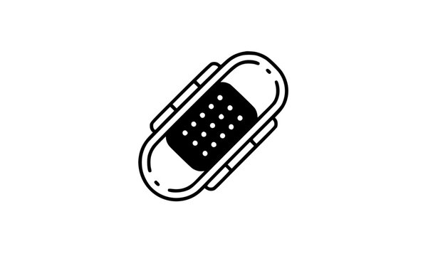 Single adhesive plaster line and glyph icon vector for emergency and medicine isolated on white background