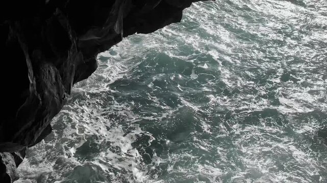 water flowing into the rocks