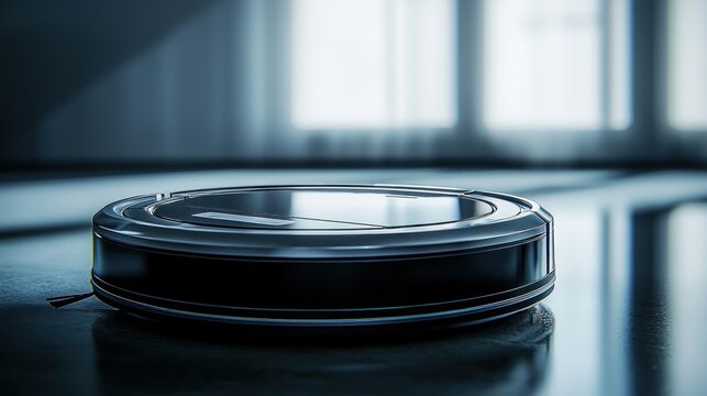 Modern robotic vacuum cleaner on floor