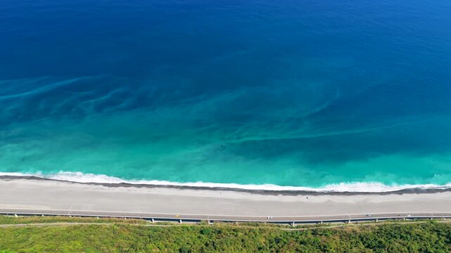 Aerial view of the  coast and highway, Taiwan