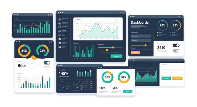 Modern data dashboard with charts, graphs, and analytics for business insights