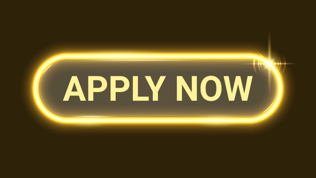 3D Glowing Apply Now Button with Neon Yellow Light Effect, Modern UI Web Banner Call to Action Button, Glassmorphism Vector Illustration