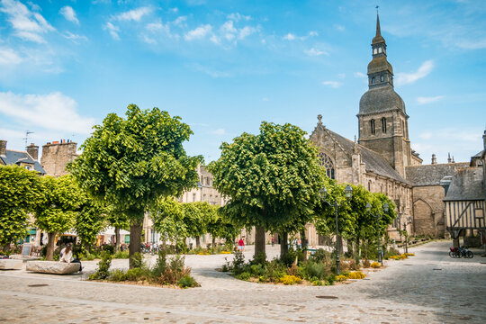 Basilica Saint-Sauveur of Dinan photographed from the forecourt in Bretagne - France