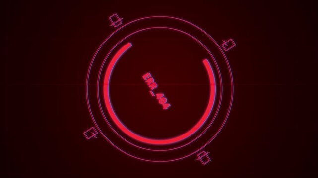 Red neon digital loading bar showing circular progress and ERR_404 error HUD interface