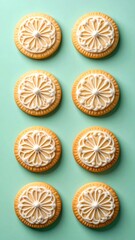 Sugar cookies displaying intricate royal icing patterns