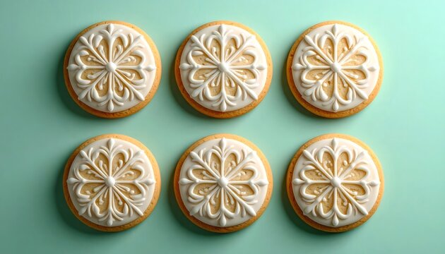 Sugar cookies with white royal icing patterns
