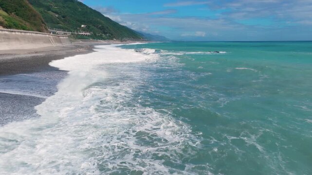 Aerial view of the  coast and wave, Taiwan