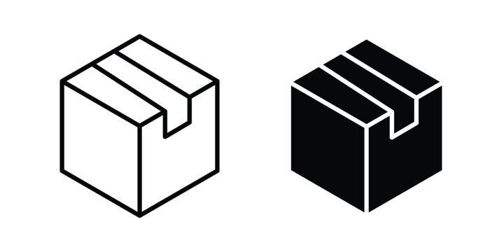 Cardboard box icon vector on white background.
