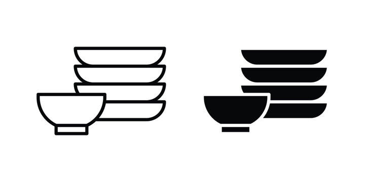 Dishes icon vector on white background.