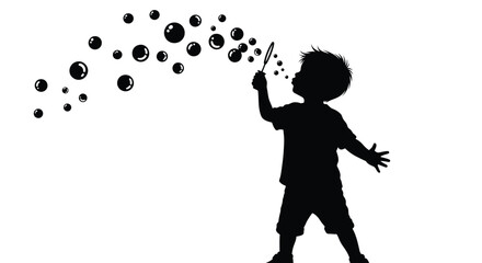 child blowing bubbles silhouette high quality professional detailed modern elegant stylish