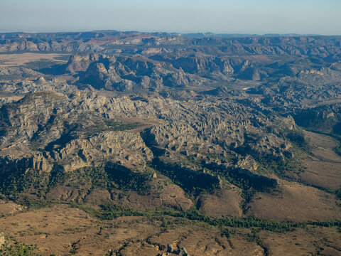 Charter flight views over the landscapes of Madagascar from Isalo National Airport to Antanavarino Charter Flight Base