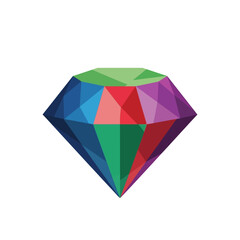 Fototapeta premium Colorful faceted gemstone illustration isolated on white background