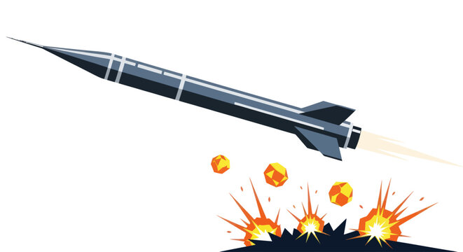 Military missile rocket launch vector illustration isolated on white background