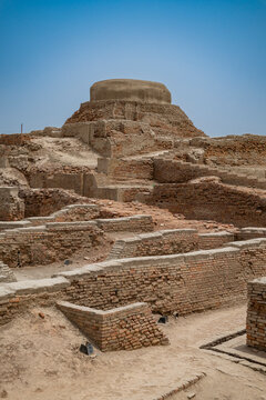 Exploration of ancient ruins at UNESCO site Moenjodaro in Pakistan revealing remnants of an early civilization