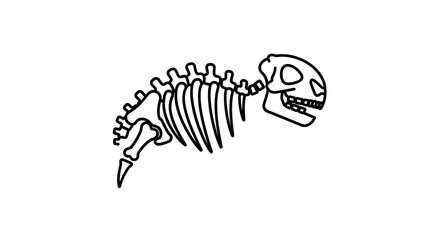 Cartoon Dinosaur Skeleton Outline Drawing Isolated on White Background © Hape