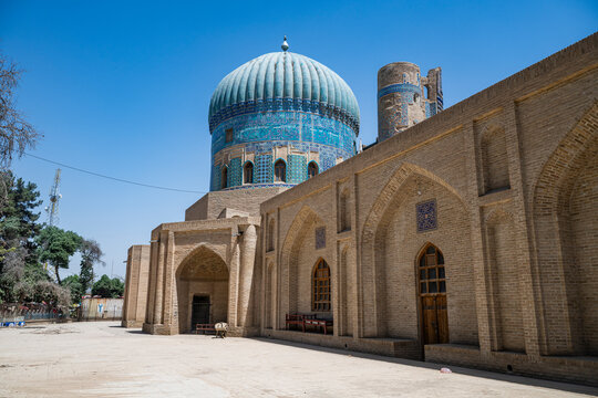 Visit to the Green Mosque at Khawaja Abu Nasr Parsa in Afghanistan on a sunny day