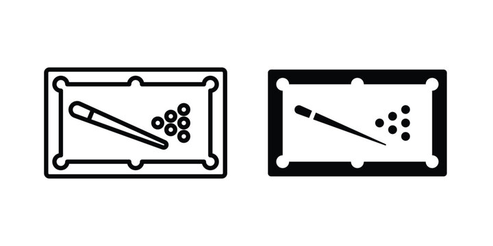 Pool table icon vector on white background.