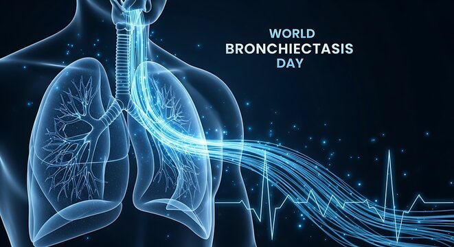 World Bronchiectasis Day Medical Illustration of Human Lungs
