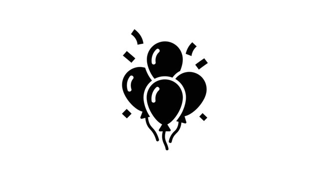 Black balloons icon on white background for celebration and events