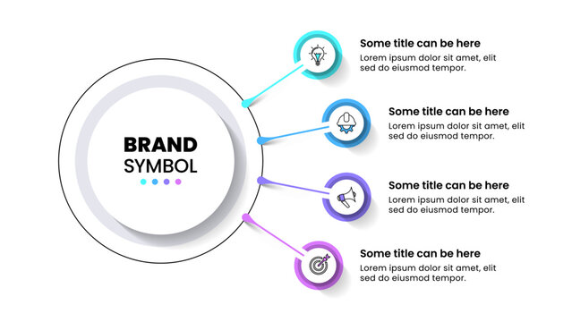 Infographic template. 4 points connected to the title