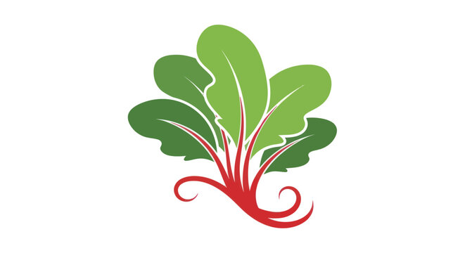 Stylized logo of beetroot leaves with red stems