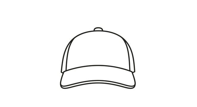 Outline of a Baseball Cap: Simple Vector Illustration on White
