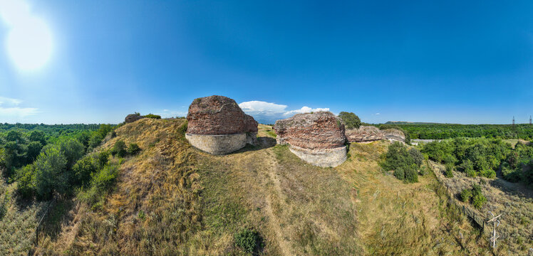 Exploration of ancient ruins at Old Gabala with green landscape in Azerbaijan