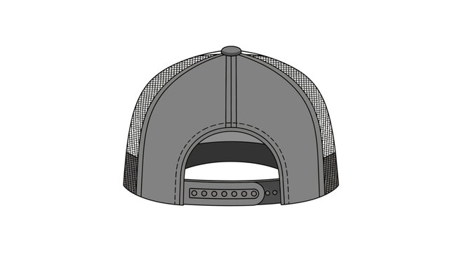 Back view of a trucker hat illustration on a white background