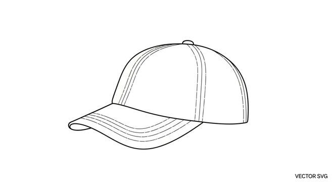 Baseball cap outline graphic illustration on white background, design.