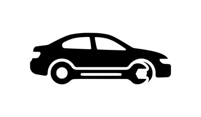 Fototapeta premium Black car repair and maintenance icon garage mechanic vector illustration design