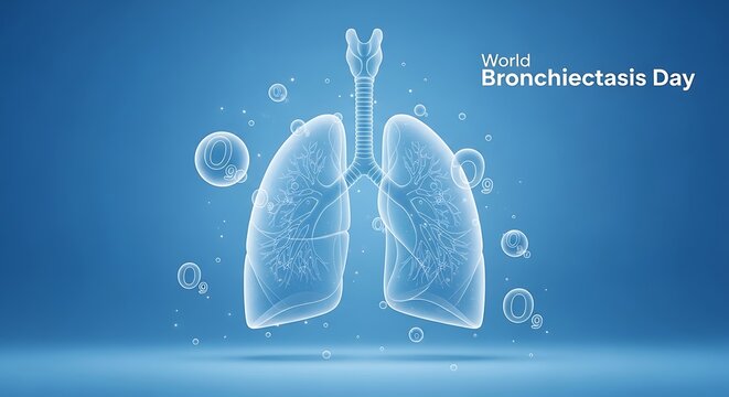 World Bronchiectasis Day awareness digital illustration of human lungs