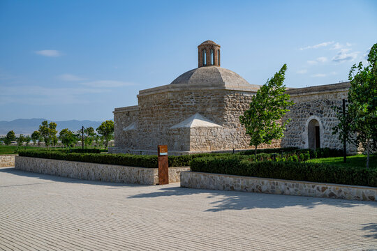 Rebuilding a mosque in Aghdam, showcasing historic architecture and cultural restoration efforts in Azerbaijan