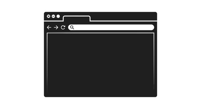 browser window icon black silhouette on white background