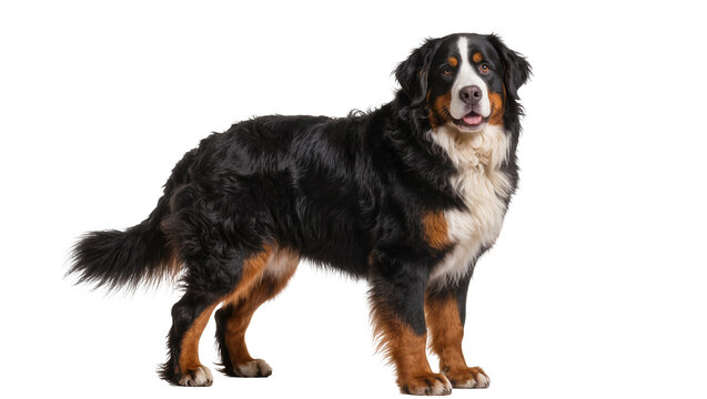 Bernese Mountain Dog standing, isolated on transparent background
