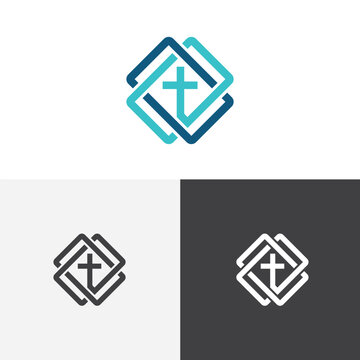 Abstract Interlocking Square Christian Cross Logo