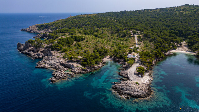 Discovering the beauty of Alcudia peninsula with mountains and turquoise waters in Mallorca
