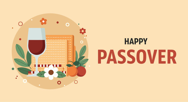 Landscape banner of happy passover day, vector illustration design