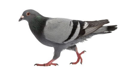 Gray pigeon with black wing stripes, isolated on transparent background © Finn