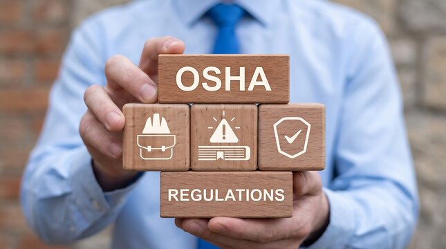 Concept of OSHA regulations. OSHA stands for Occupational Safety and Health Administration