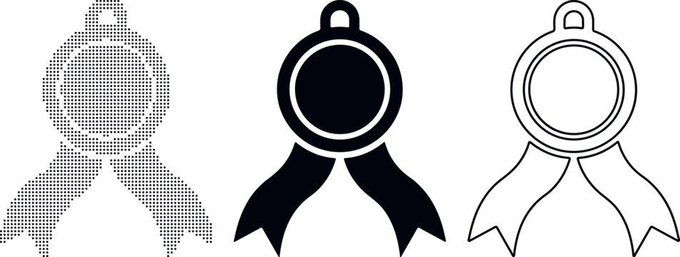 Three Ribbon Award Designs Including Dot Pattern Silhouette And Outline rosette medal
