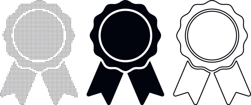 Three Ribbon Award Designs Including Dot Pattern Silhouette And Outline rosette medal