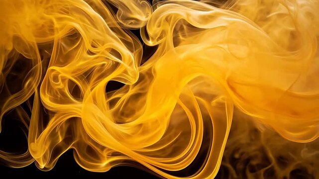 Golden smoke swirls on black background