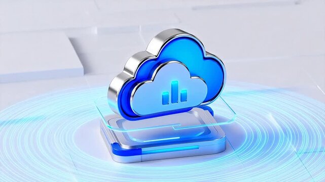 Cloud computing icon on digital platform