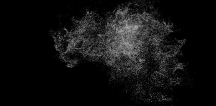 Cinematic Dust Burst Explosion Isolated on Black