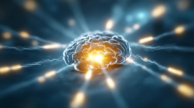 Illumination of the Mind: An illuminated brain radiates with intricate neural pathways and synaptic connections, symbolizing the power of human intellect, innovation, and consciousness.