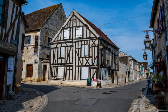 Half timbered house located in a historic area of Provins showcasing traditional architecture and surroundings in France
