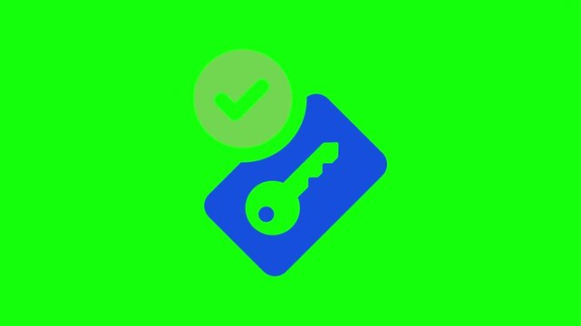 Animated icons depicting 'access granted' with a keycard, an open padlock, and checkmarks on a vibrant green screen, symbolizing successful authentication and permission.
