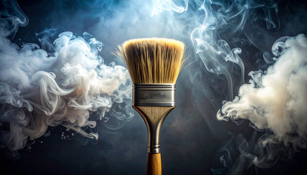 Paintbrush and smoke abstract concept