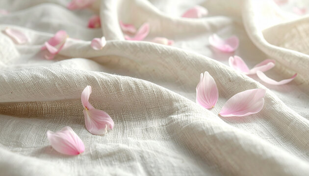 Pink petals on cream fabric